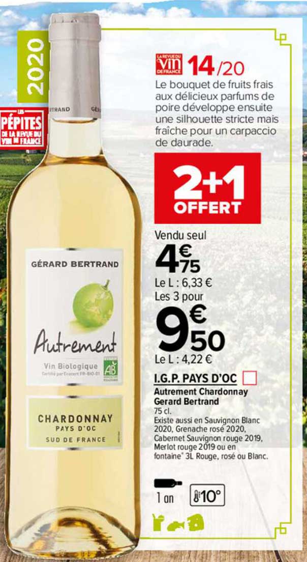 i.g.p. pays d'oc autrement chardonnay gerard bertrand