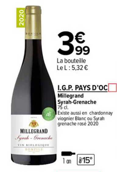 i.g.p. pays d'oc millegrand syrah-grenache