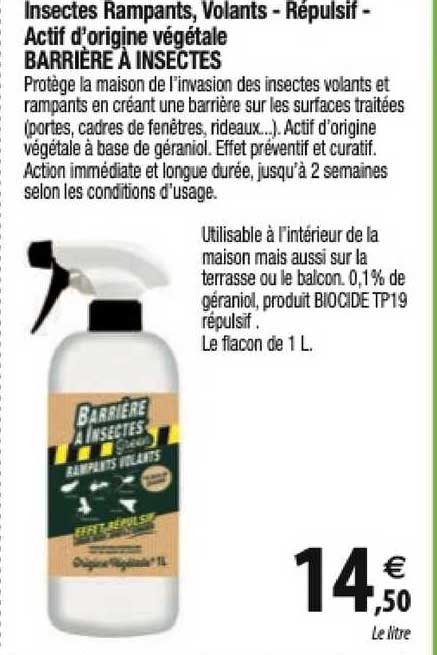 insectes rampants, volants - répulsif - actif d'origine végétale barrière à insectes