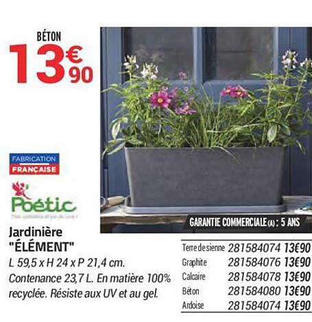 jardinière "élément" poétic