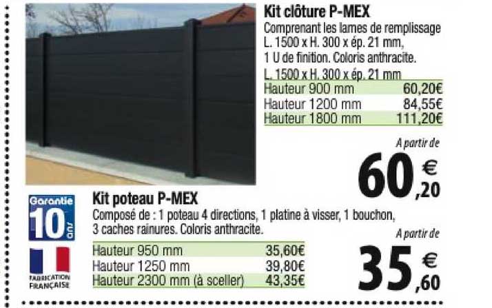 kit clôture p-mex, kit poteau p-mex
