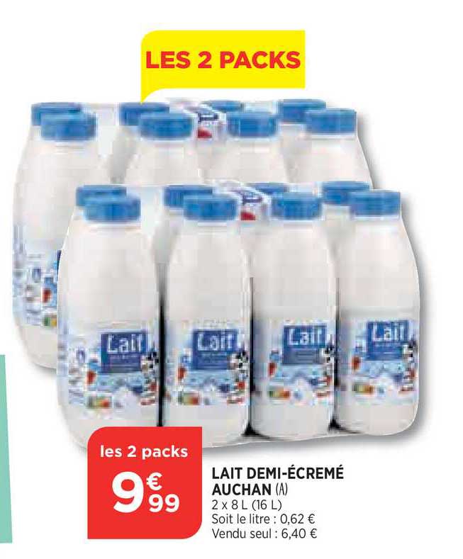 lait demi-écrémé auchan