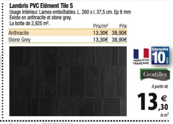 lambris pvc élément tile s grosfillex
