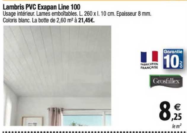 lambris pvc exapan line 100 grosfillex