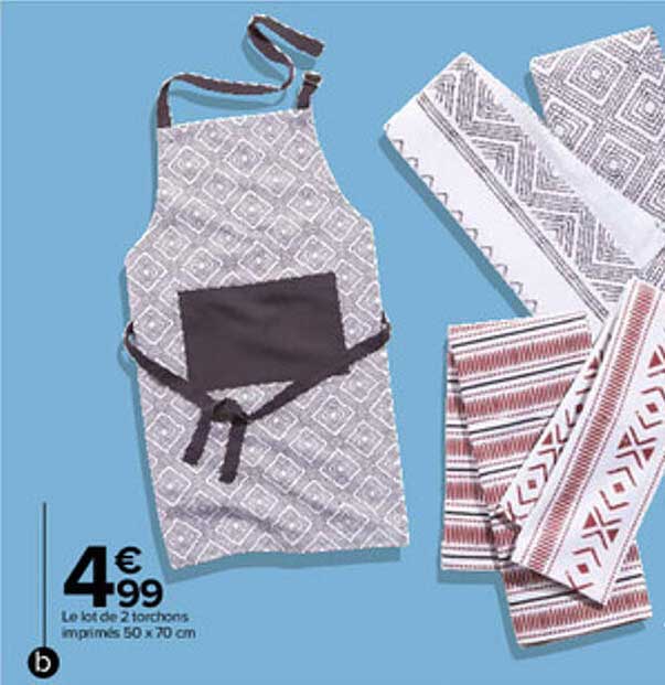 Le Lot De 2 Torchons Imprimés 50 X 70 Cm