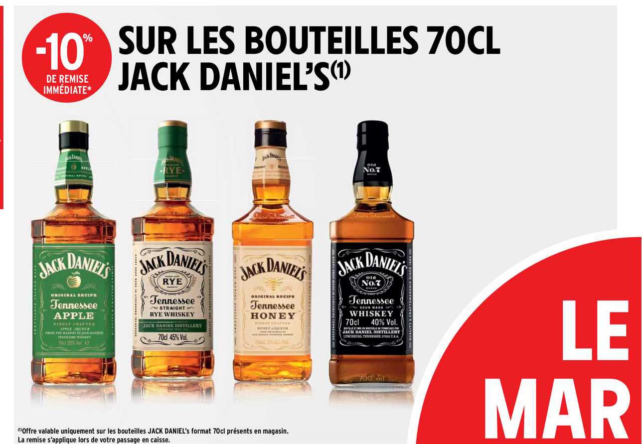 les bouteilles 70cl jack daniel's