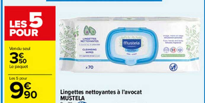 lingettes nettoyantes à l'avocat mustela