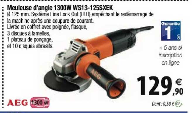meuleuse d'angle 1300w ws13-125sxek aeg