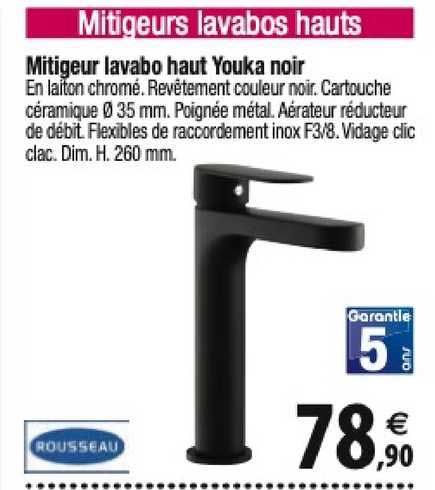 Mitigeur Lavabo Haut Youka Noir Rousseau