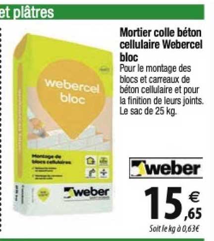 mortier colle béton cellulaire webercel bloc