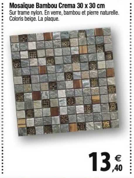 mosaïque bambou crema 30 x 30 cm
