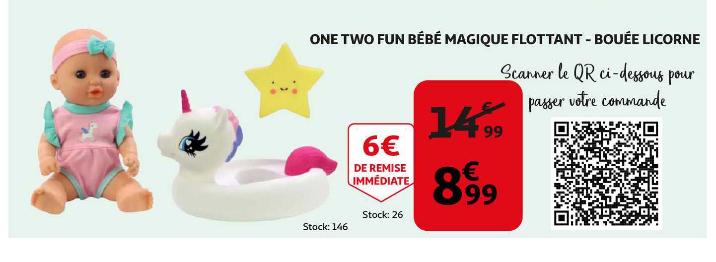 one two fun bébé magique flottant  - bouée licorne