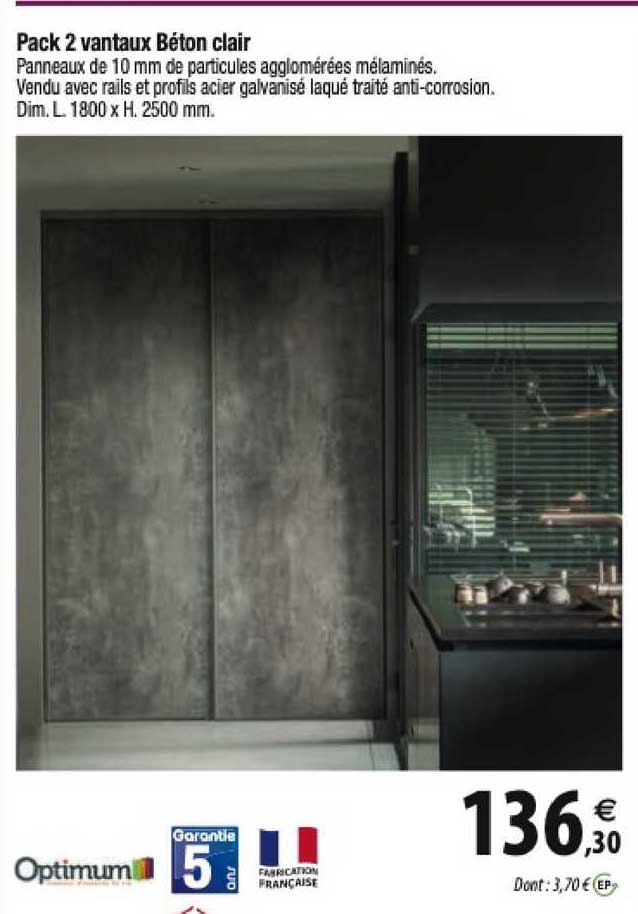 pack 2 vantaux béton clair