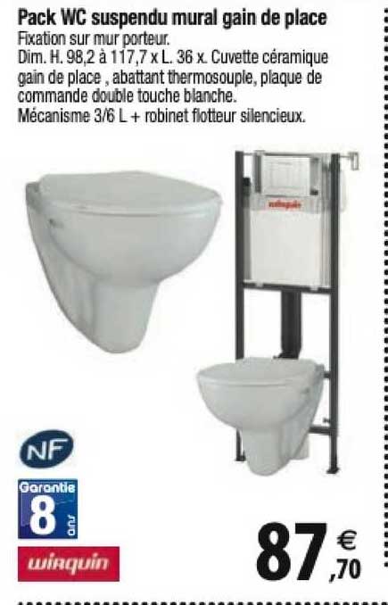 pack wc suspendu mural gain de place