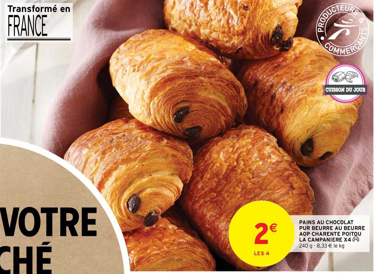 pains au chocolat pur beurre au beurre aop charente poitou la campanière x4