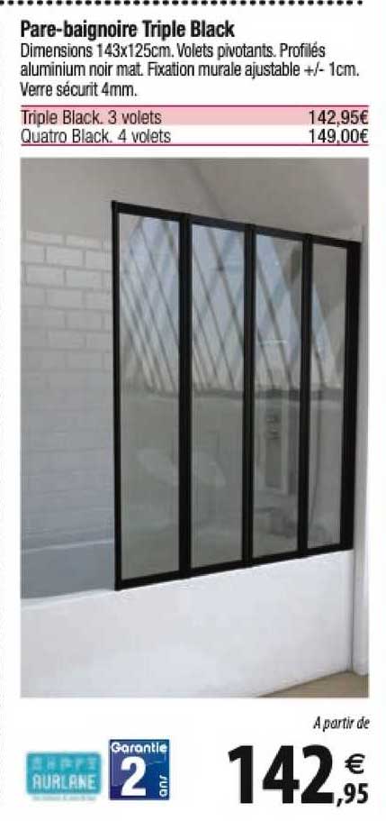 pare-baignoire triple black