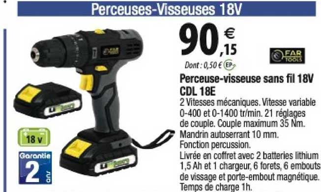 perceuse-visseuse sans fil 18 v cdl 18e far tools