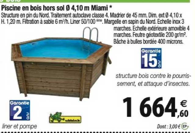 piscine en bois hors sol 4,10 m miami