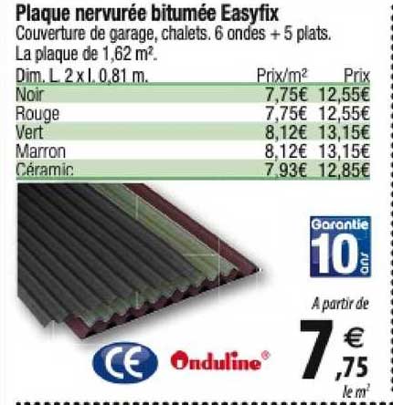 plaque nervurée bitumée easyfix onduline