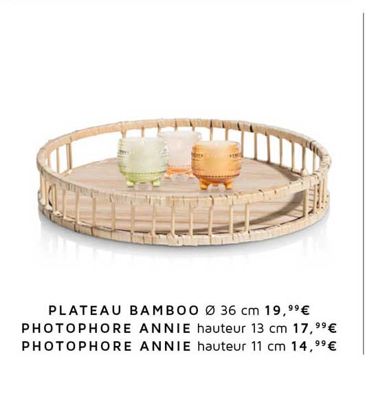 plateau bamboo, photophore annie