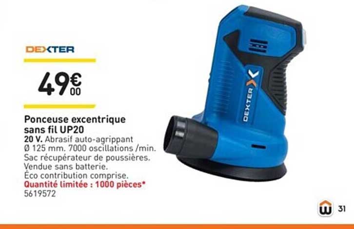 ponceuse excentrique sans fil up20 dexter