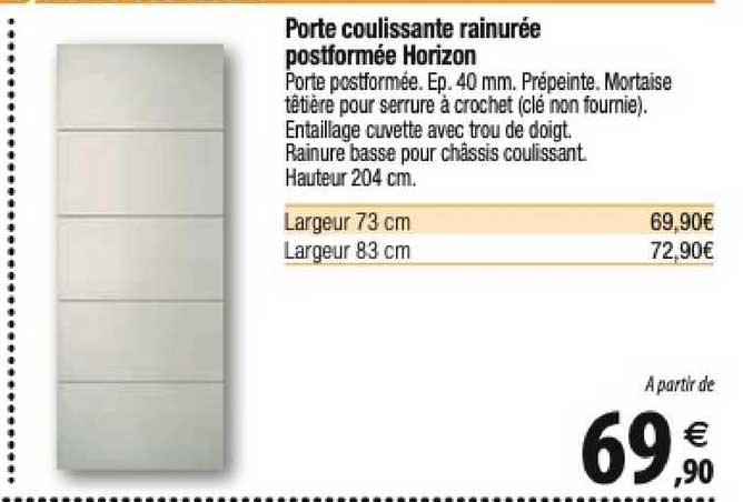 porte coulissante rainurée postformée horizon