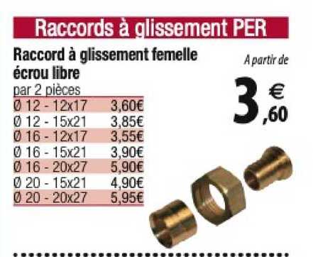 raccord à glissement femelle écrou libre