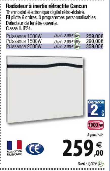 radiateur à inertie réfractite cancun