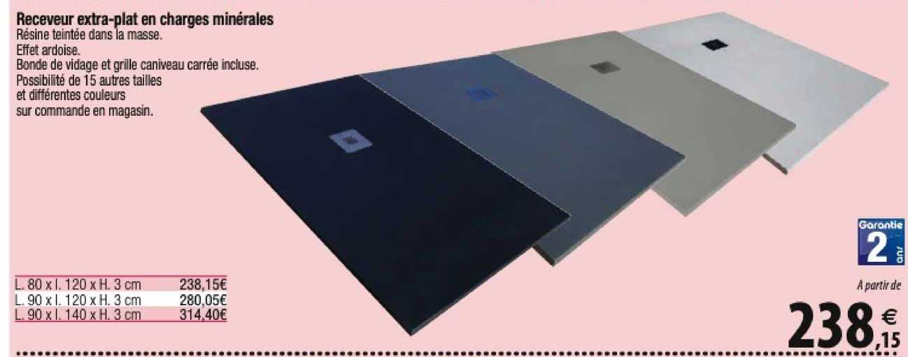 receveur extra-plat en charges minérales