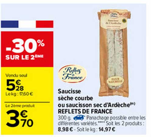 saucisse sèche courbe ou saucisson sec d'ardèche reflets de france