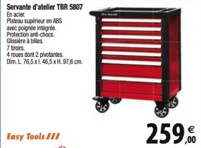 servante d'atelier tbr 5807 easy tools