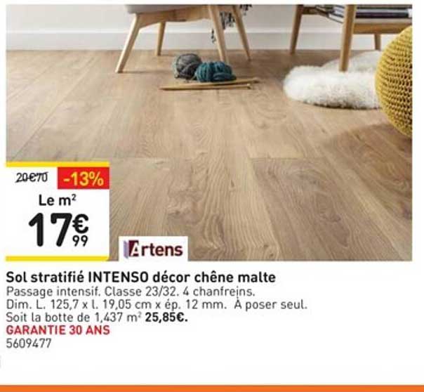 sol stratifié intenso décor chêne malte