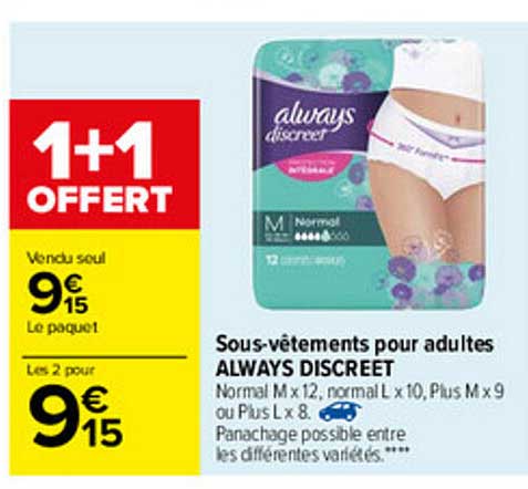 sous-vêtements pour adultes always discreet