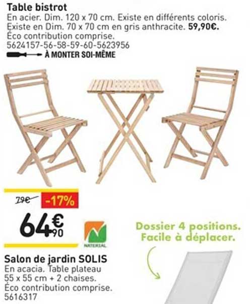 table bistrot, salon de jardin solis