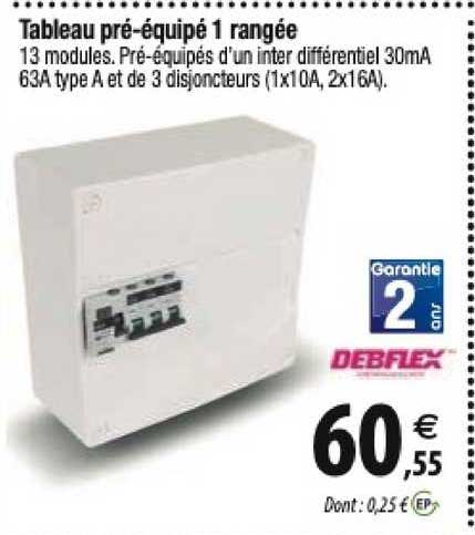 tableau pré-équipé 1 rangée debflex