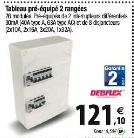 tableau pré-équipé 2 rangées debflex