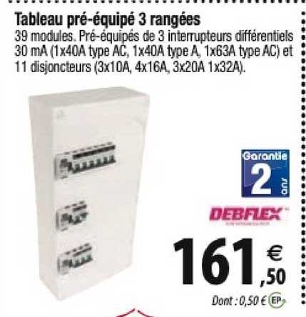 tableau pré-équipé 3 rangées debflex