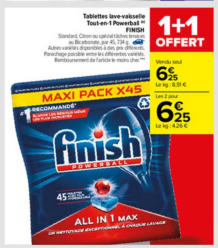 tablettes lave-vaisselle tout-en-1 powerball finish