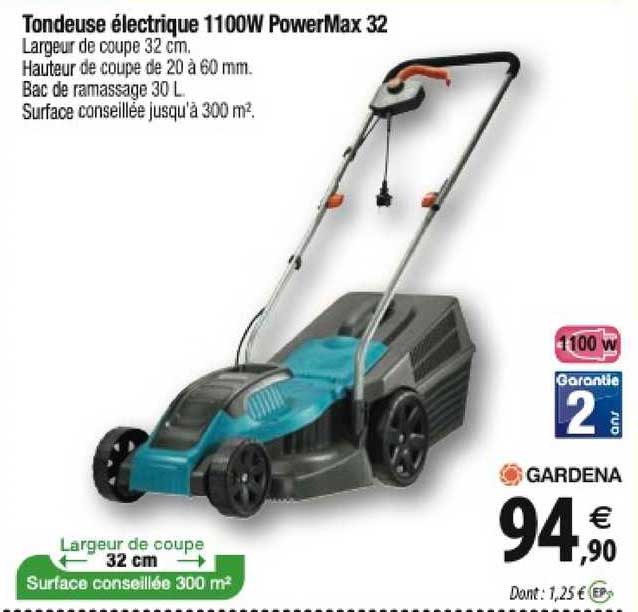 tondeuse électrique 1100w powermax 32 gardena