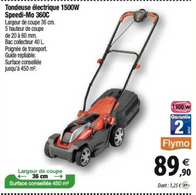 tondeuse électrique 1500w speedi-mo 360c flymo