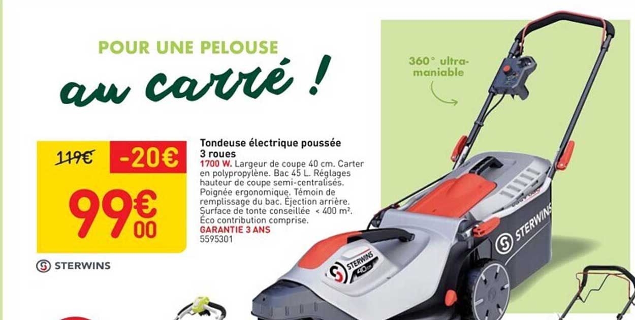 tondeuse électrique poussée 3 roues sterwins