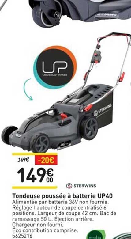 tondeuse poussée à batterie up40 sterwins