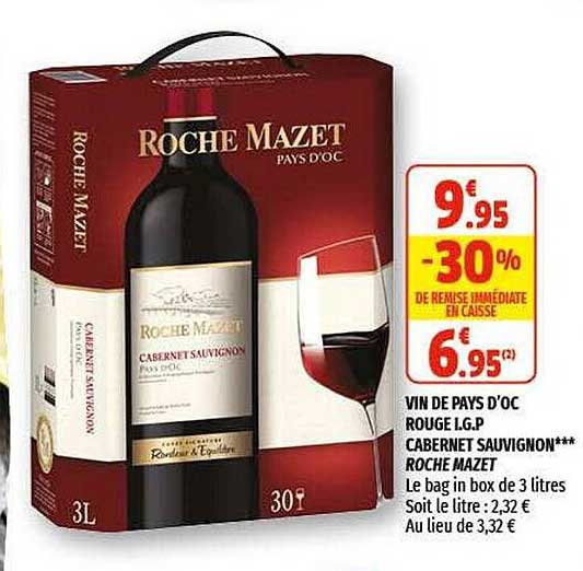 vin de pays d'oc rouge i.g.p. cabernet sauvignon roche mazet