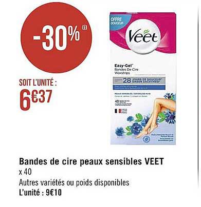 bandes de cire peau sensibles veet