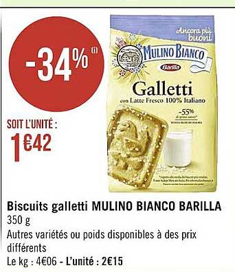 biscuits galletti mulino bianco barilla