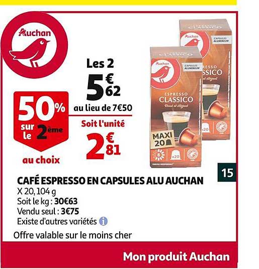 Café Espresso En Capsules Alu Auchan