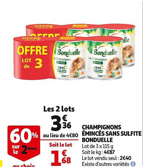 champignons émincés sans sulfite bonduelle