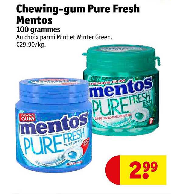 chewing-gum pure fresh mentos