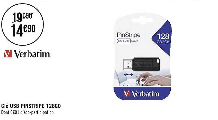 clé usb pinstripe 128go verbatim