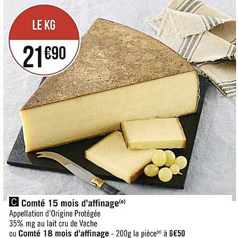 comté 15 mois d'affinage ou compté 18 mois d'affinage
